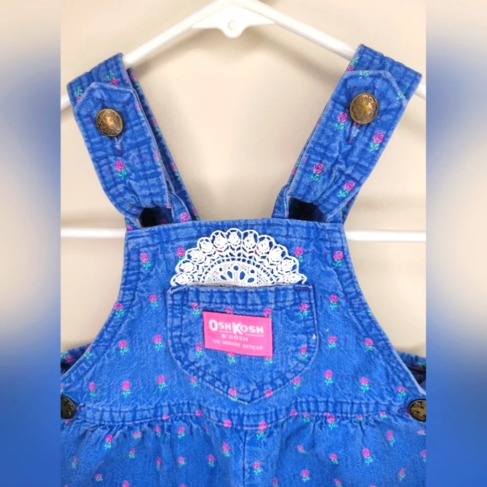 Vintage Girls Oshkosh B'gosh Blue Overalls SZ 3T - Picture 3 of 10